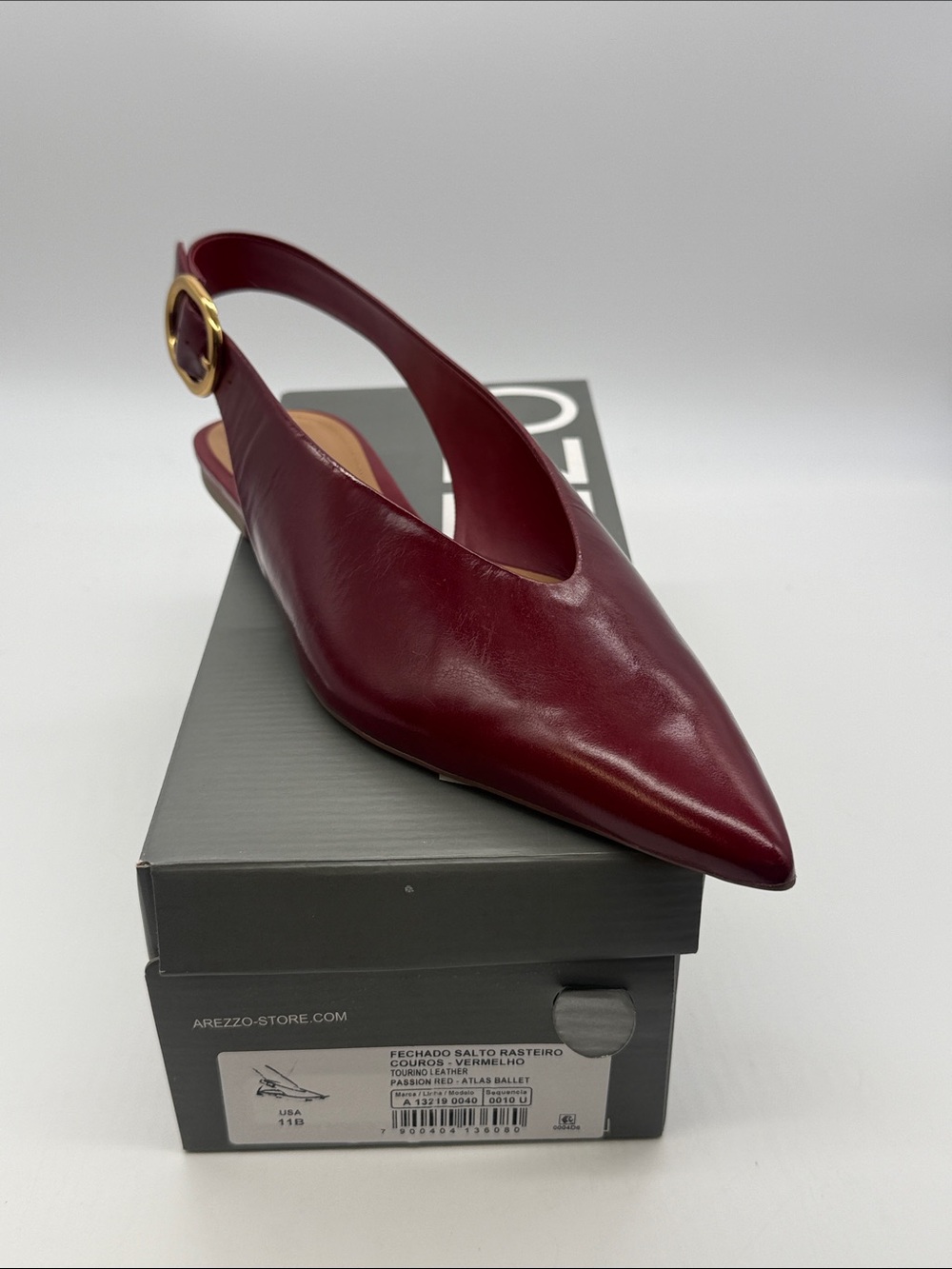 Arezzo Burgundy Pointed Slingback Flat